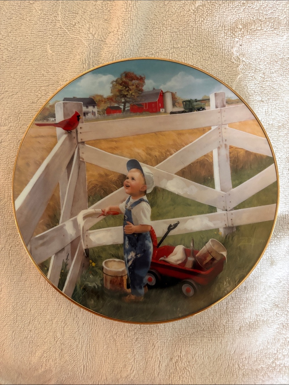 Danbury mint Little Farmhands series Decorative Wall Plate titled morning song